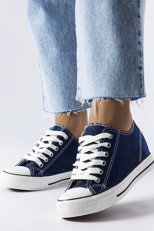 Marineblå glitter wedge sneakers Crete