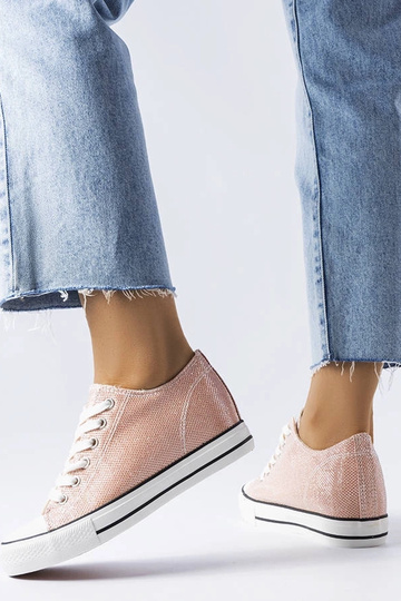 Pink glitter wedge sneakers... 2