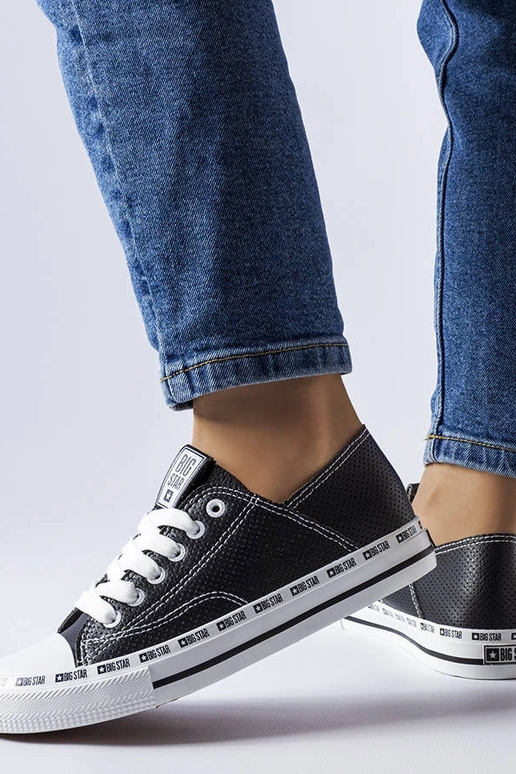 Sorte gennembrudte sneakers Big Star...