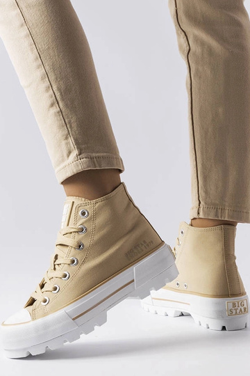 Big Star Dame ankelhøje sneakers beige LL274160 2