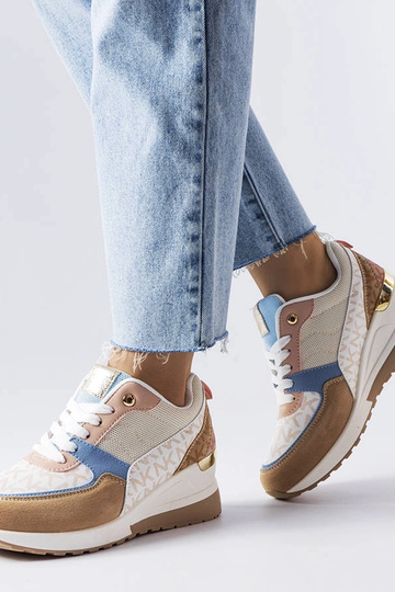 Baskets Mireault beiges et bleues