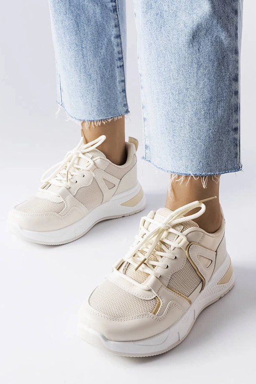 Beige Sneaker aus Materialmix Caya Beige Sneaker aus Materialmix Caya