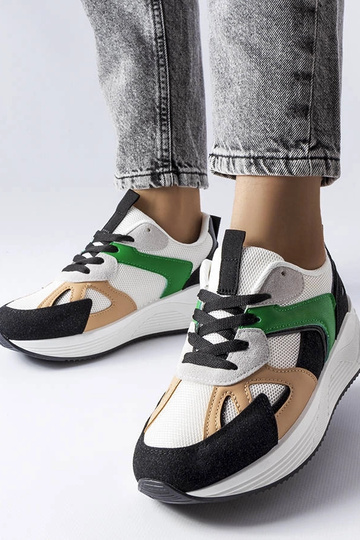 Baskets sportives noires en matériaux variés, « Riel »