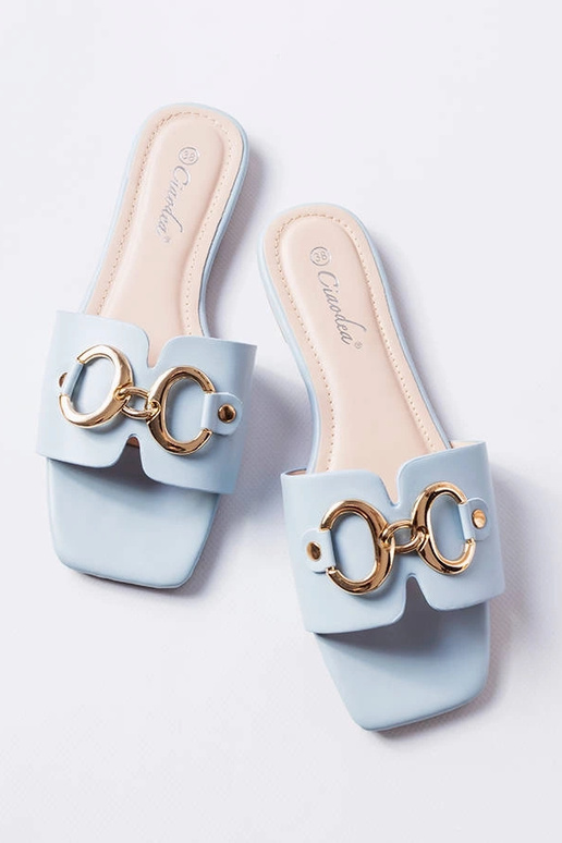 Blaue elegante Pantoletten mit Kette,...