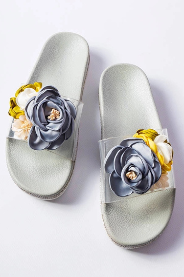 Graue Flip-Flops mit transparentem Obermaterial Hétu 2