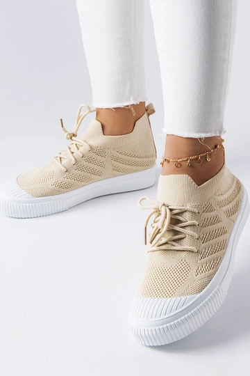 Beige Sneakers aus elastischem Stoff von Polaire