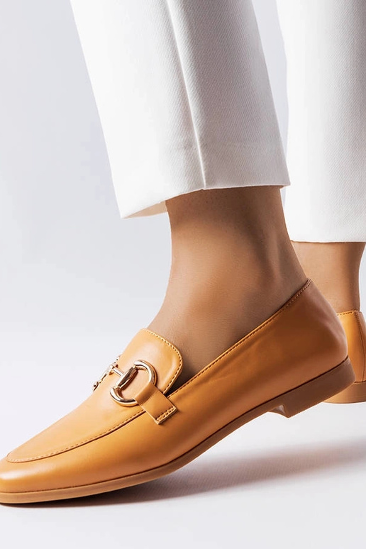 Bruine mocassins op platte hak, „Jomphe"