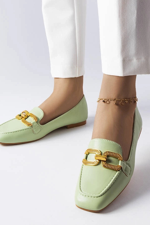 Mocassins verts à boucle Rousseau Mocassins verts à boucle Rousseau