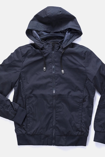 Coupe-vent à capuche bleu marine Brault pour homme