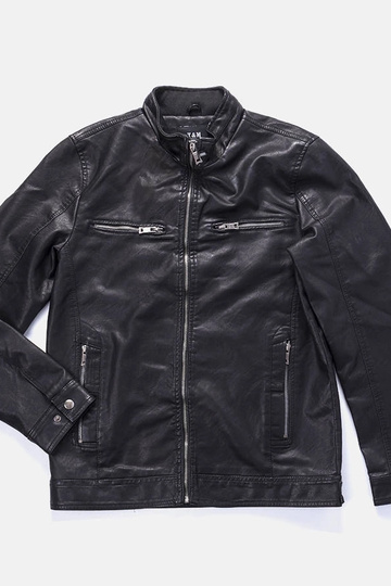 Veste en similicuir noir pour homme Leverett