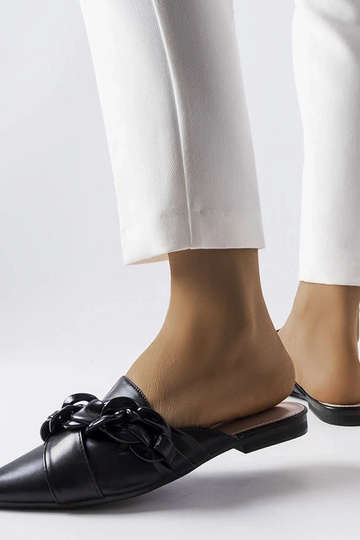 Sorte elegante Patenaude kædeflip-flops 2