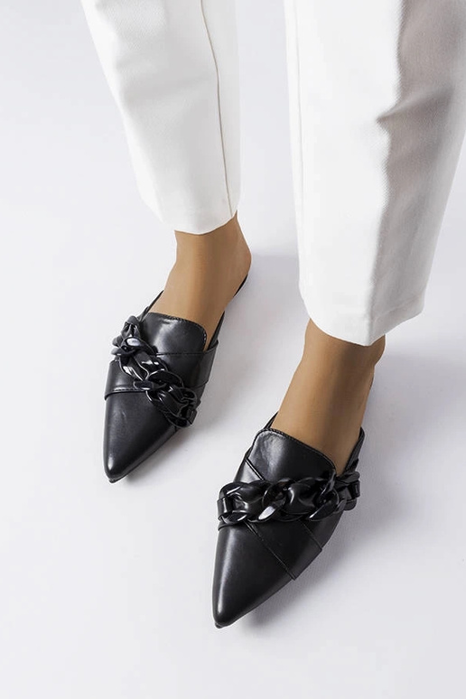 Sorte elegante Patenaude kædeflip-flops