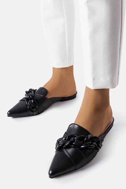 Sorte elegante Patenaude kædeflip-flops