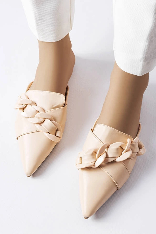 Beige elegante Patenaude kædeflip-flops