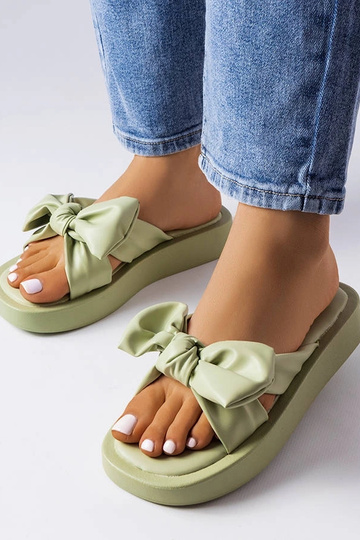 Grønne platformsflip-flops med sløjfe Edvard