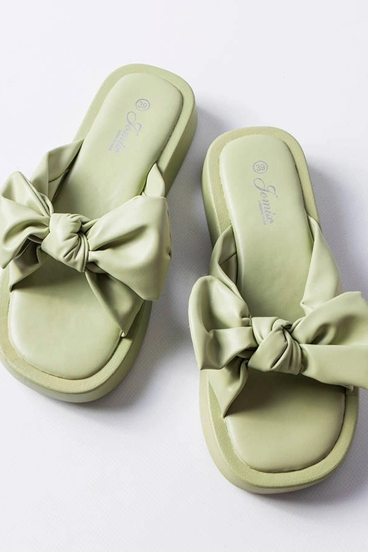 Grønne platformsflip-flops med sløjfe...
