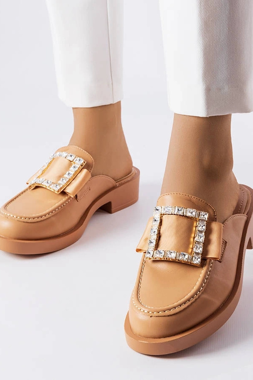 Braune Flip-Flops mit geschlossener...