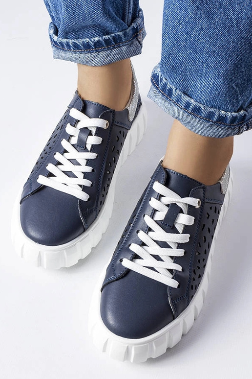 Donkerblauwe sportschoenen met...