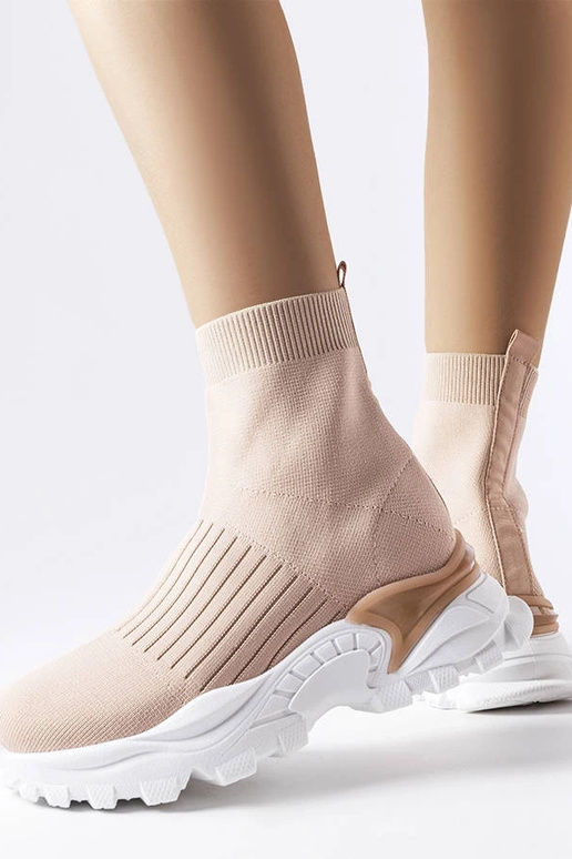 Beige sneakers med elastisk overdel... Beige sneakers med elastisk overdel...