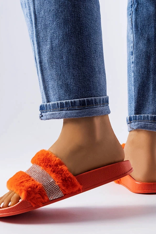 Claquettes orange avec zircons Carrito