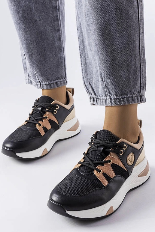 Schwarze und goldene Vinceza-Sneakers Schwarze und goldene Vinceza-Sneakers