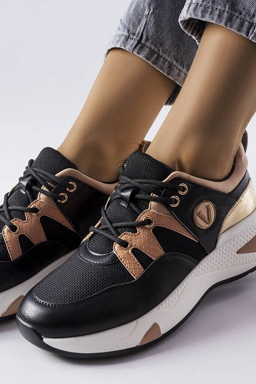 Schwarze und goldene Vinceza-Sneakers Schwarze und goldene Vinceza-Sneakers