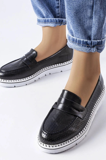 Schwarze, perforierte Halbstiefeletten „Bloomsburg“