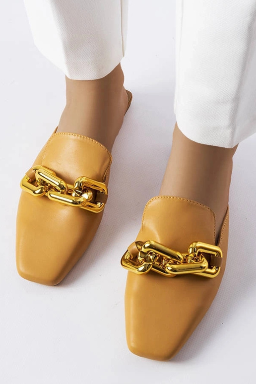 Braune Flip-Flops mit Kettendetail...