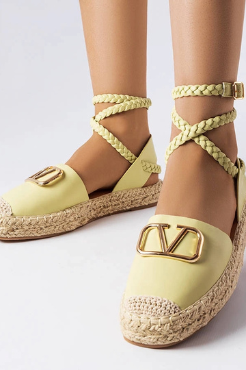 Grønne espadriller med snørebånd