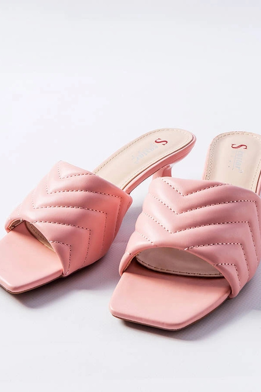Roze slippers op lage hak, „Launay"