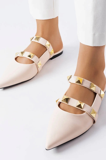 Beige Pantoletten mit...