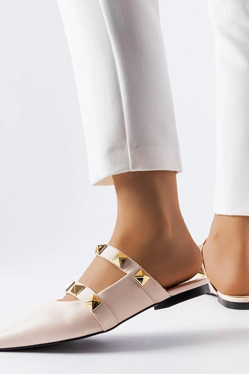 Beige Pantoletten mit... 2