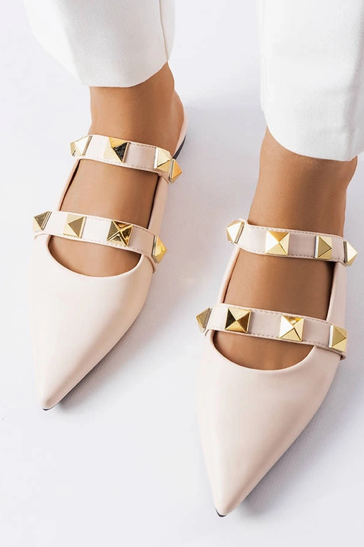 Beige Pantoletten mit spitzer Spitze...