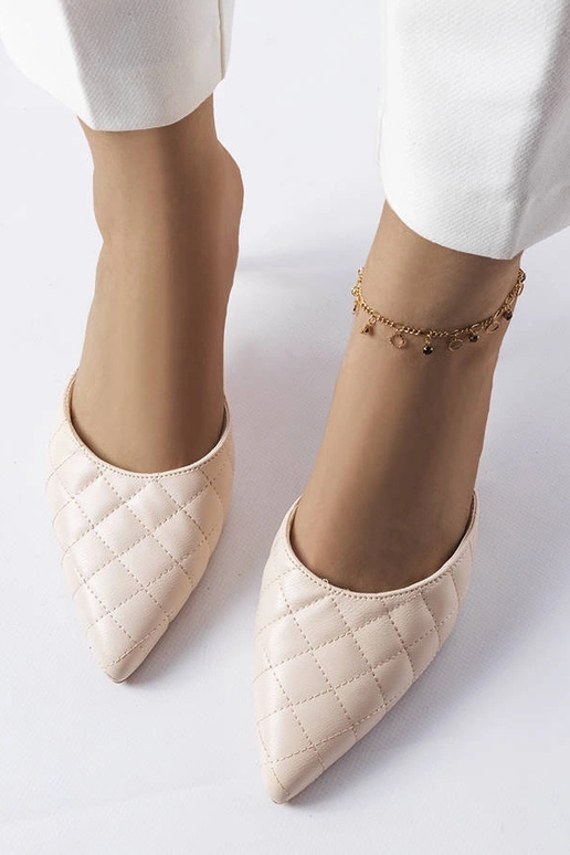 Beige gesteppte Stiletto-Pantoletten...