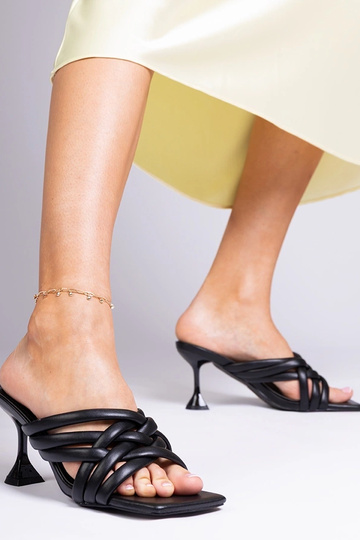 Zwarte elegante slippers met hak, „Bourget" 2