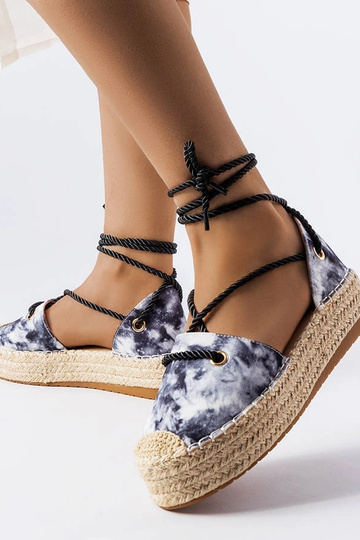 Schwarze Duffet-Espadrilles mit Plateausohle und Schnürung 2