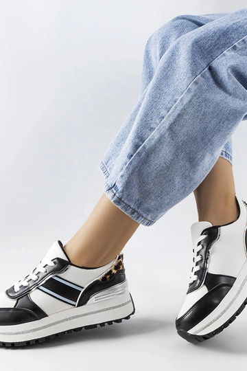 Schwarze Sneakers mit Glitzereinsätzen Lang
