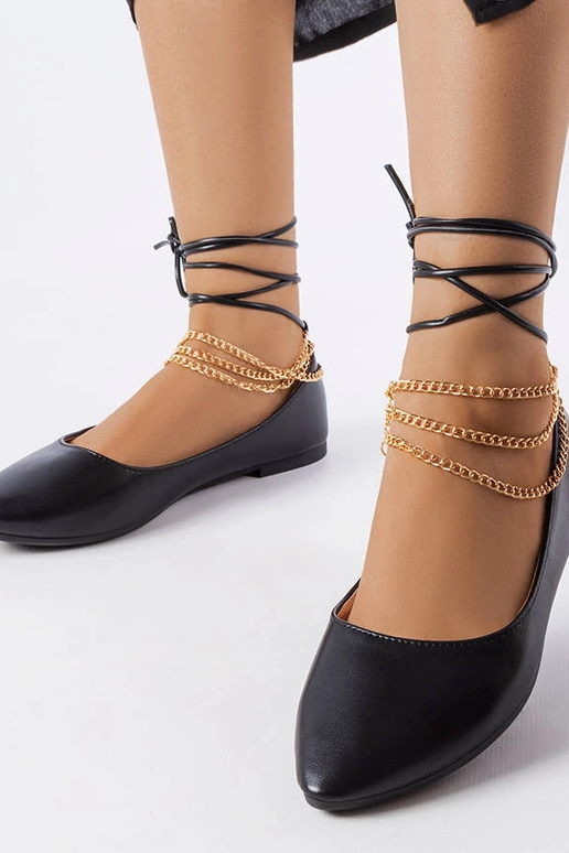 Schwarze Ballerinas mit Zierschließe...