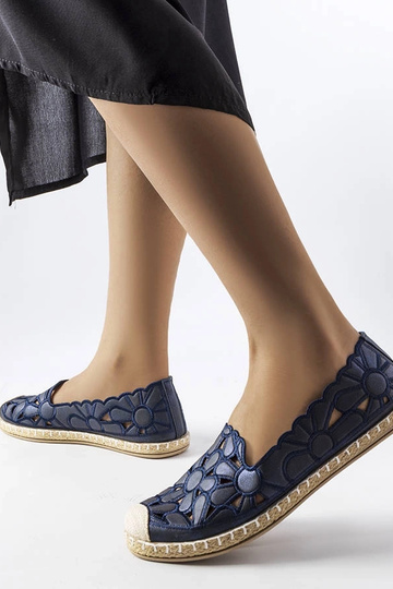 Marineblaue durchbrochene Espadrilles Lamarre 2