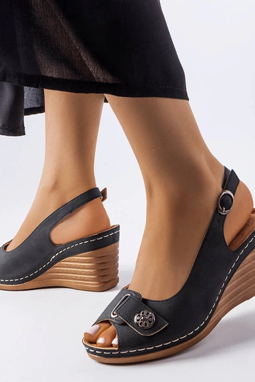 Sandales compensées Sheridan noires 2