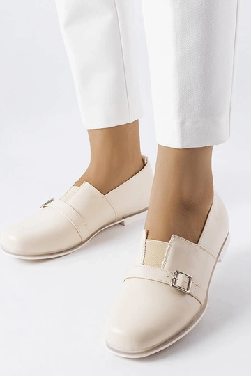 Sandfarbene Halbschuhe mit Lederinnensohle, „Felosa"