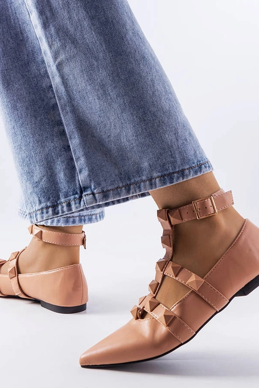 Beige Ballerinas mit auffälliger...