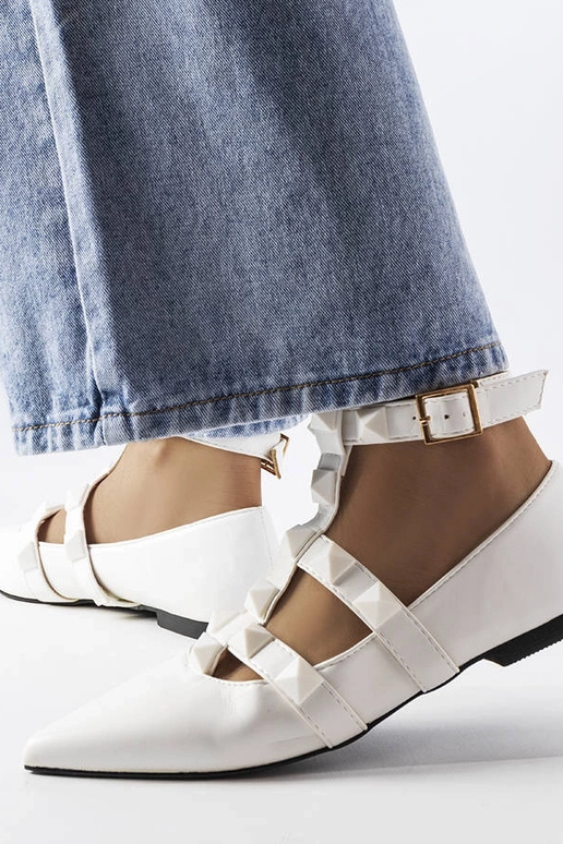 Ballerines blanches avec fermoir Blur...