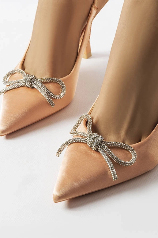 Beige High Heels mit Schleife Wildrose Beige High Heels mit Schleife Wildrose