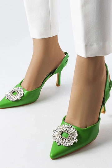 Grüne Strass-Pumps Moïse