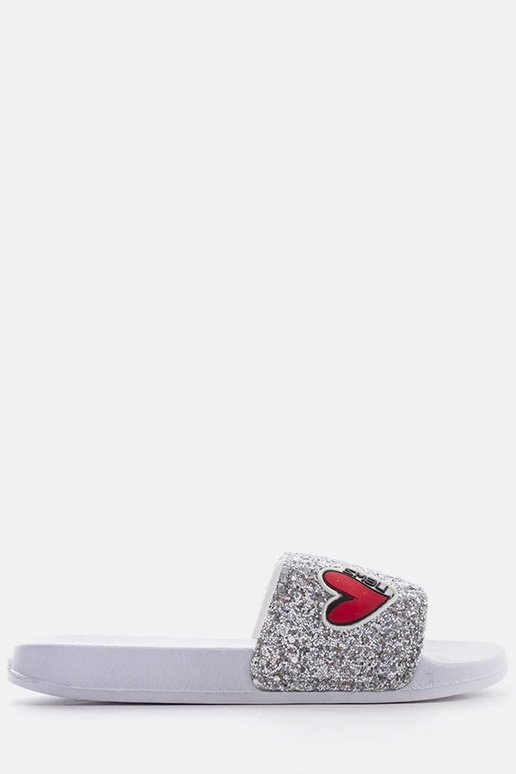 Tongs enfant Boncoeur grises pailletées