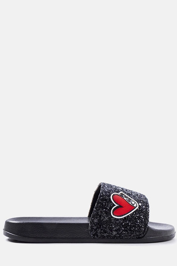 Boncoeur Black Glitter børne-flip-flops 2