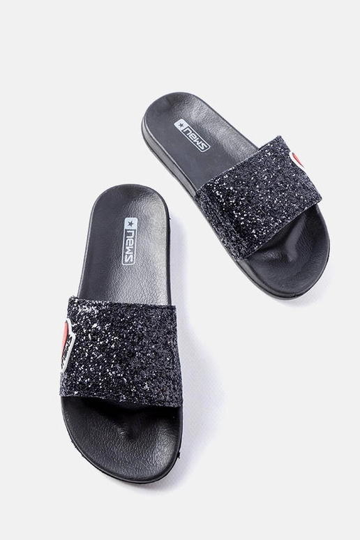 Boncoeur Black Glitter børne-flip-flops Boncoeur Black Glitter børne-flip-flops