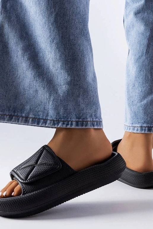 Schwarze Damen-Flip-Flops mit dicker...