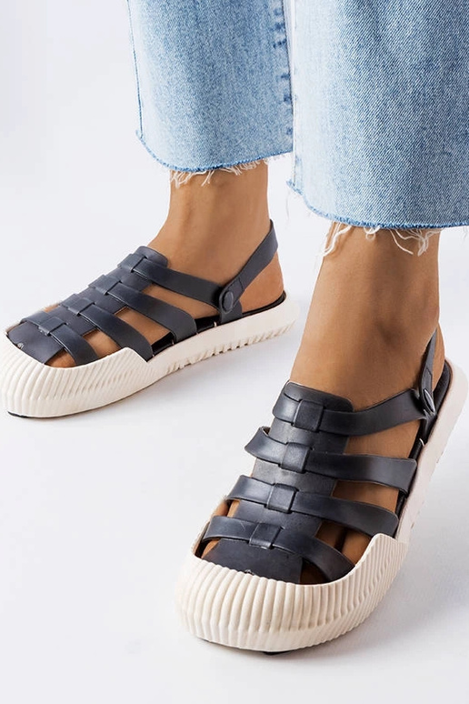 Schwarze Canton-Sandalen aus Gummi